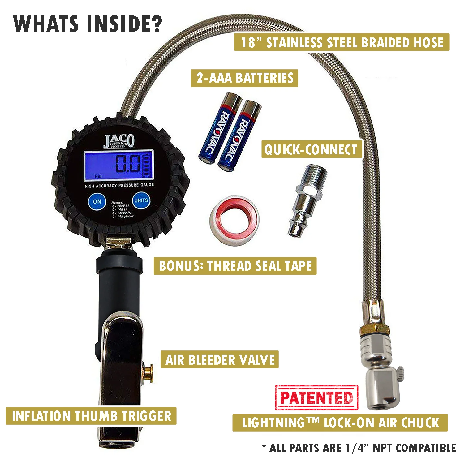 FlowPro® Digital Tire Inflator with Pressure Gauge - 200 PSI - Image 3
