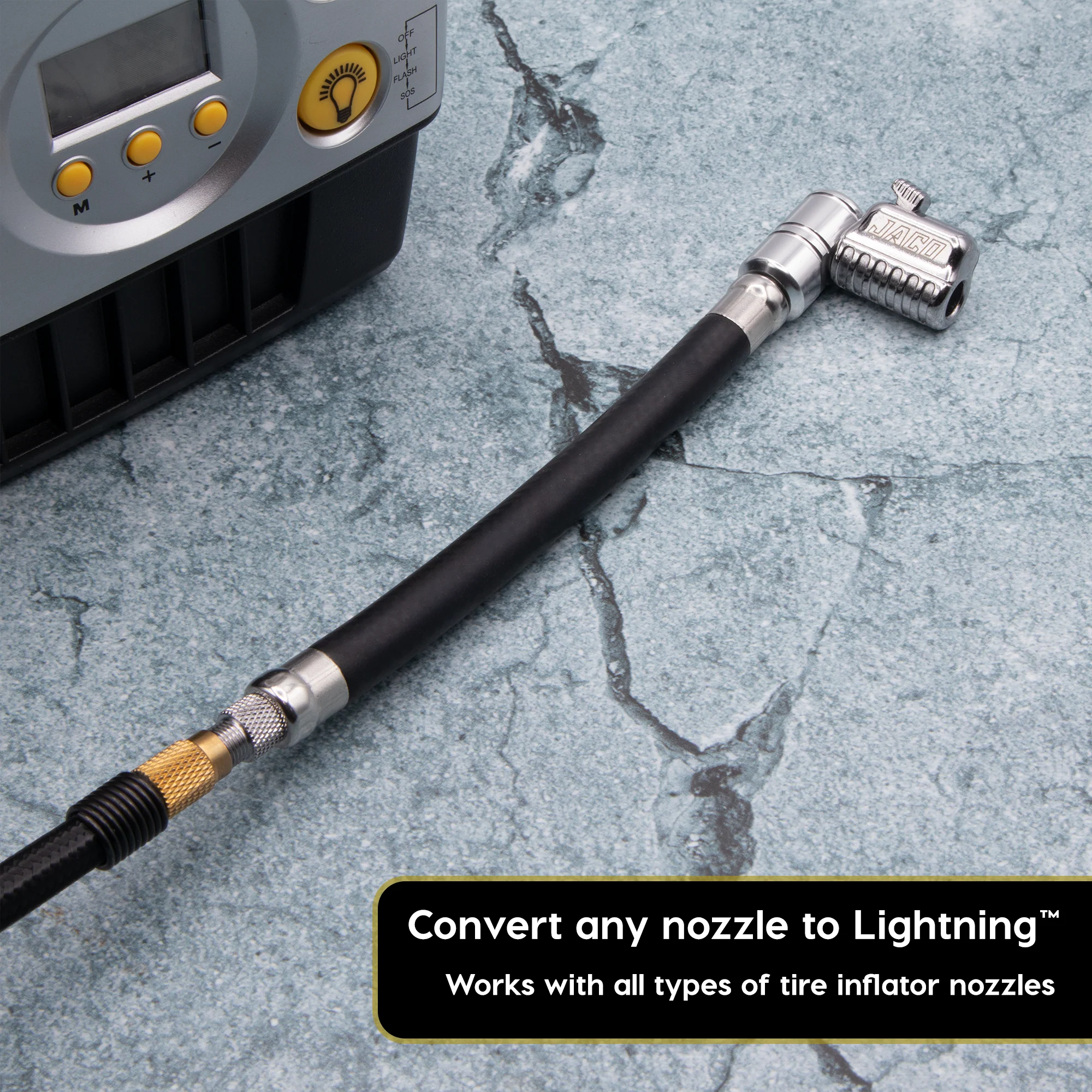 Lightning™ L2X Quick-Connect Locking Tire Inflator Air Chuck Extension | Patented Lock-on Compressor Hose Attachment (Open Flow) - Image 10