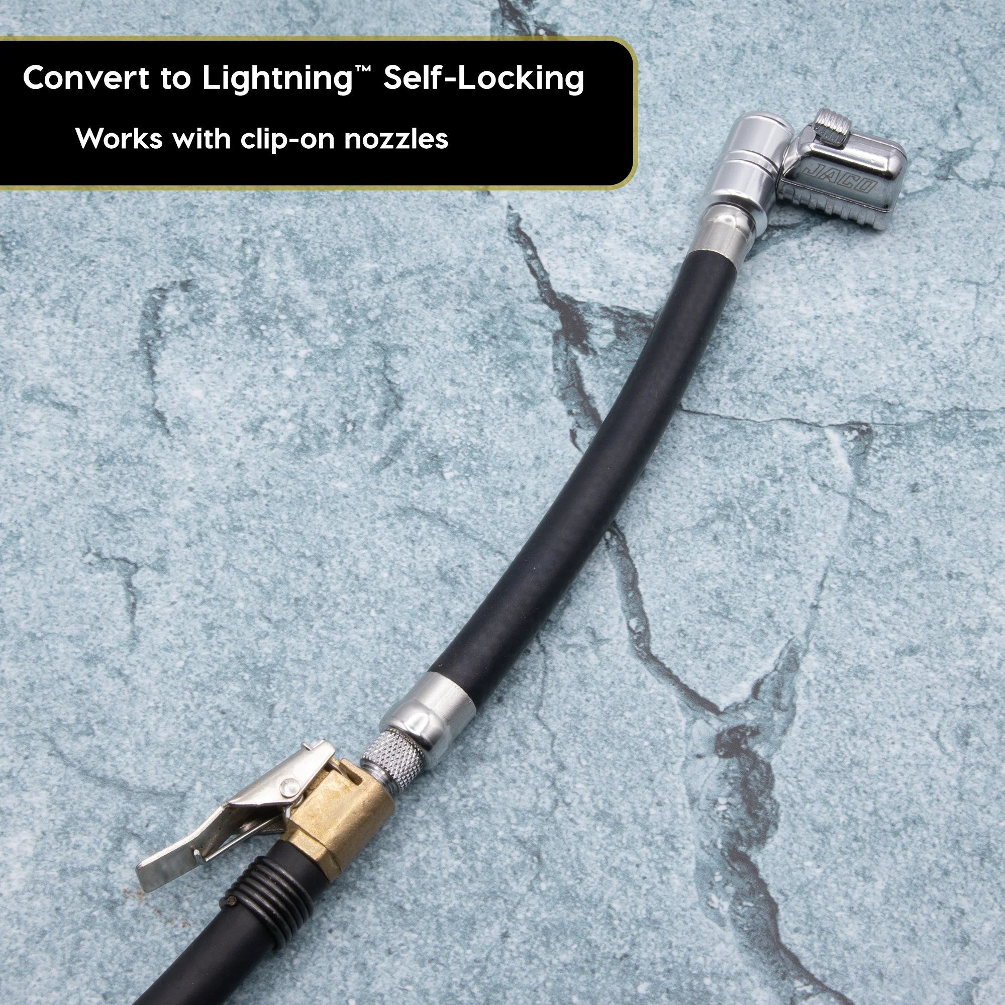 Lightning™ L2X Quick-Connect Locking Tire Inflator Air Chuck Extension | Patented Lock-on Compressor Hose Attachment (Open Flow) - Image 12