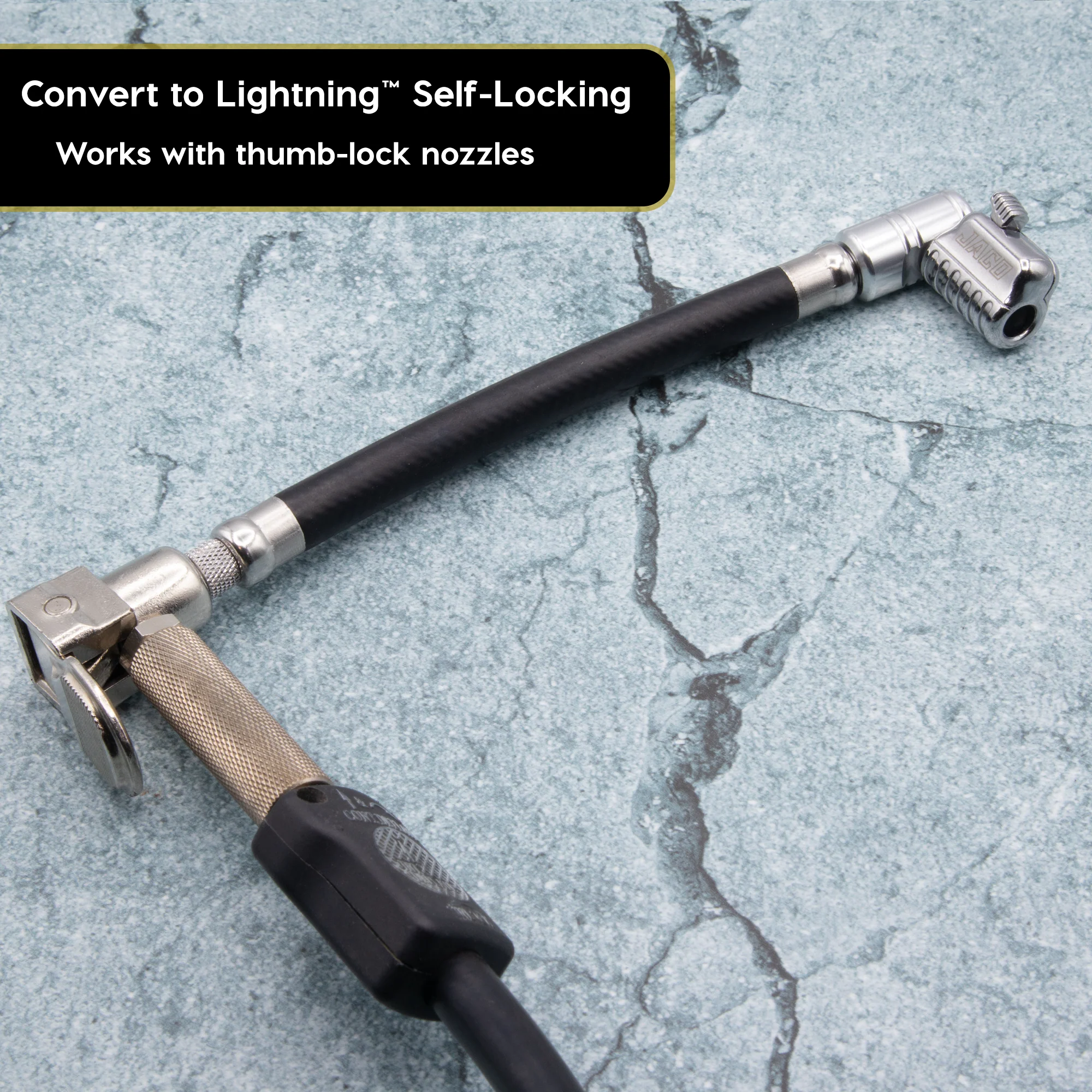 Lightning™ L2X Quick-Connect Locking Tire Inflator Air Chuck Extension | Patented Lock-on Compressor Hose Attachment (Open Flow) - Image 13