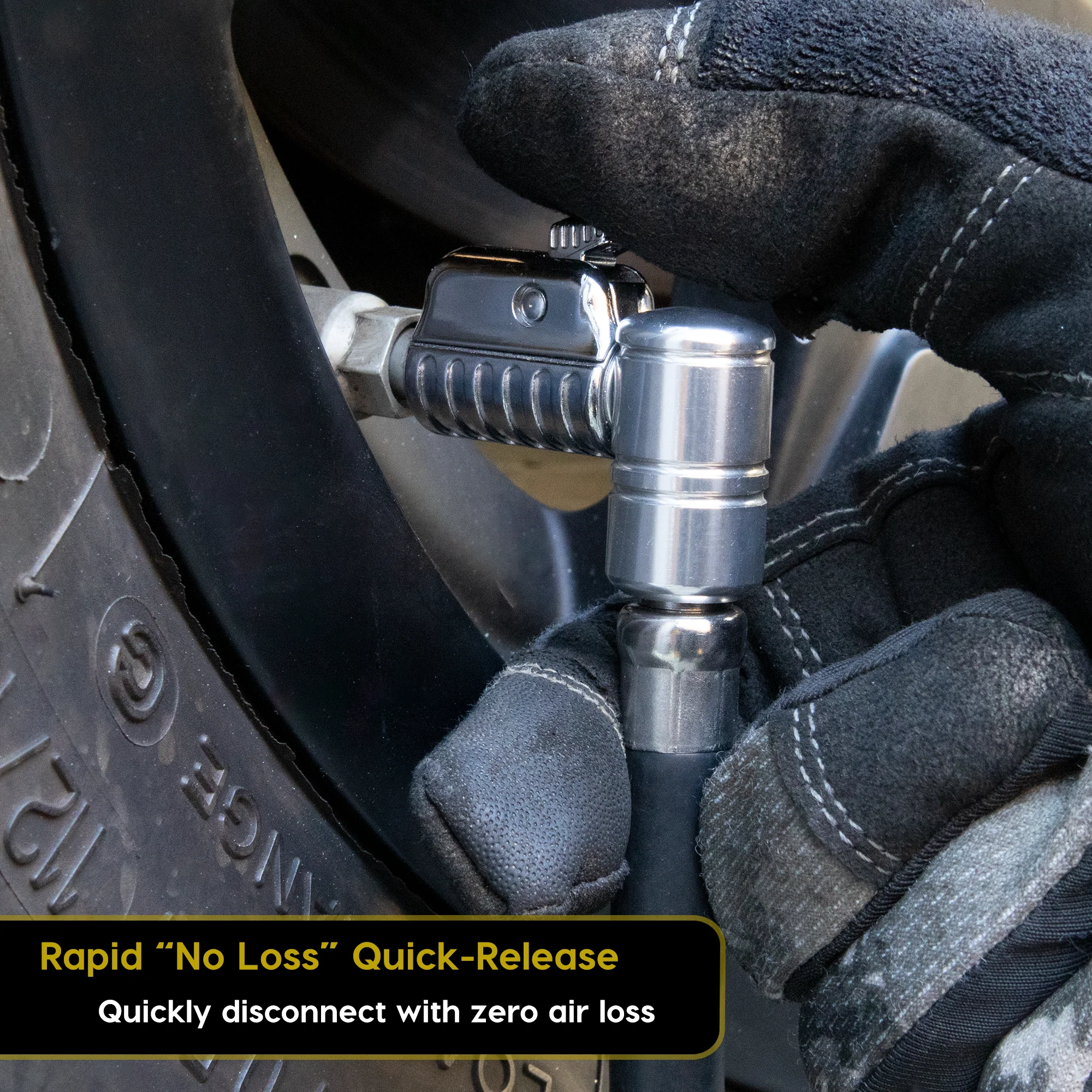 Lightning™ L2X Quick-Connect Locking Tire Inflator Air Chuck Extension | Patented Lock-on Compressor Hose Attachment (Open Flow) - Image 6