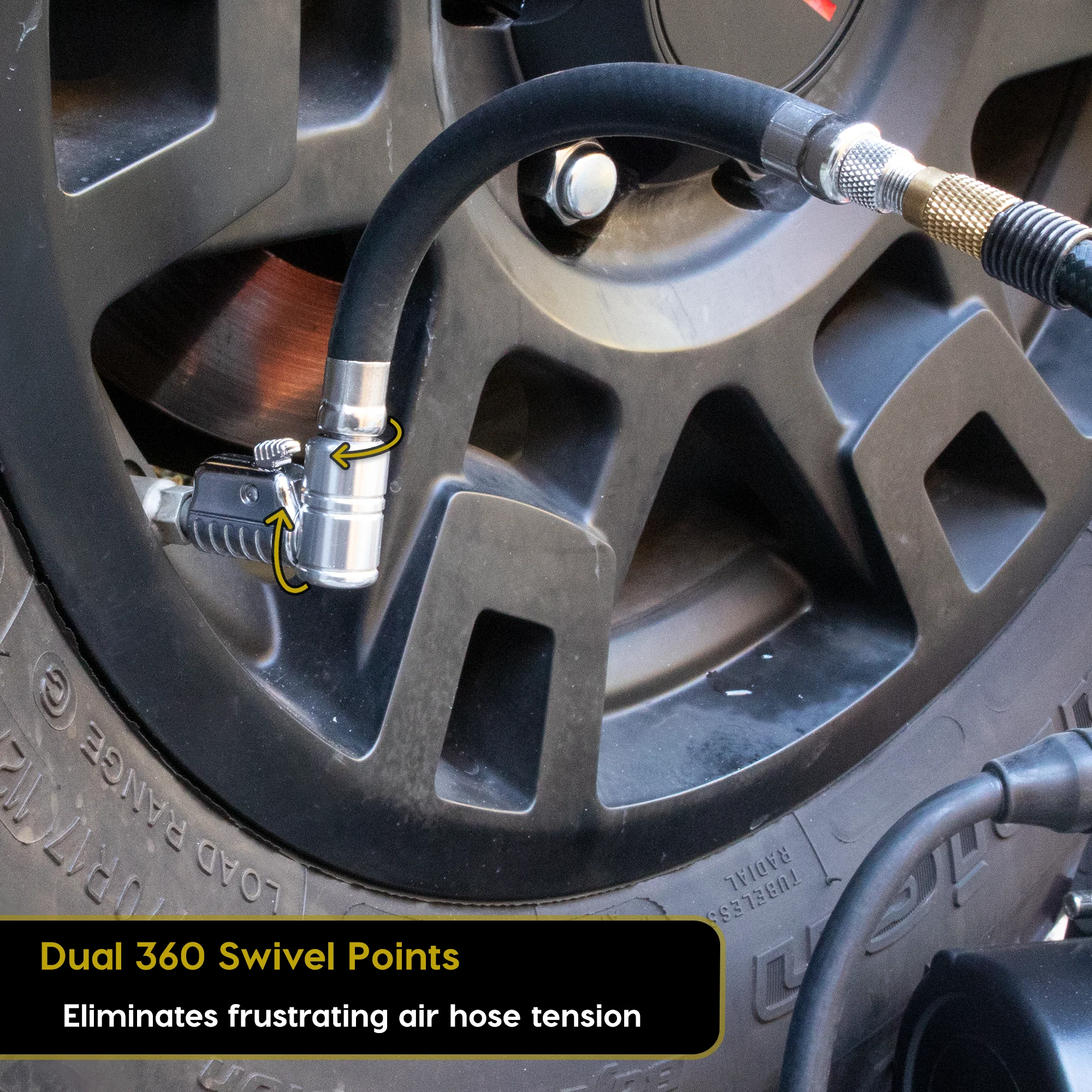 Lightning™ L2X Quick-Connect Locking Tire Inflator Air Chuck Extension | Patented Lock-on Compressor Hose Attachment (Open Flow) - Image 7