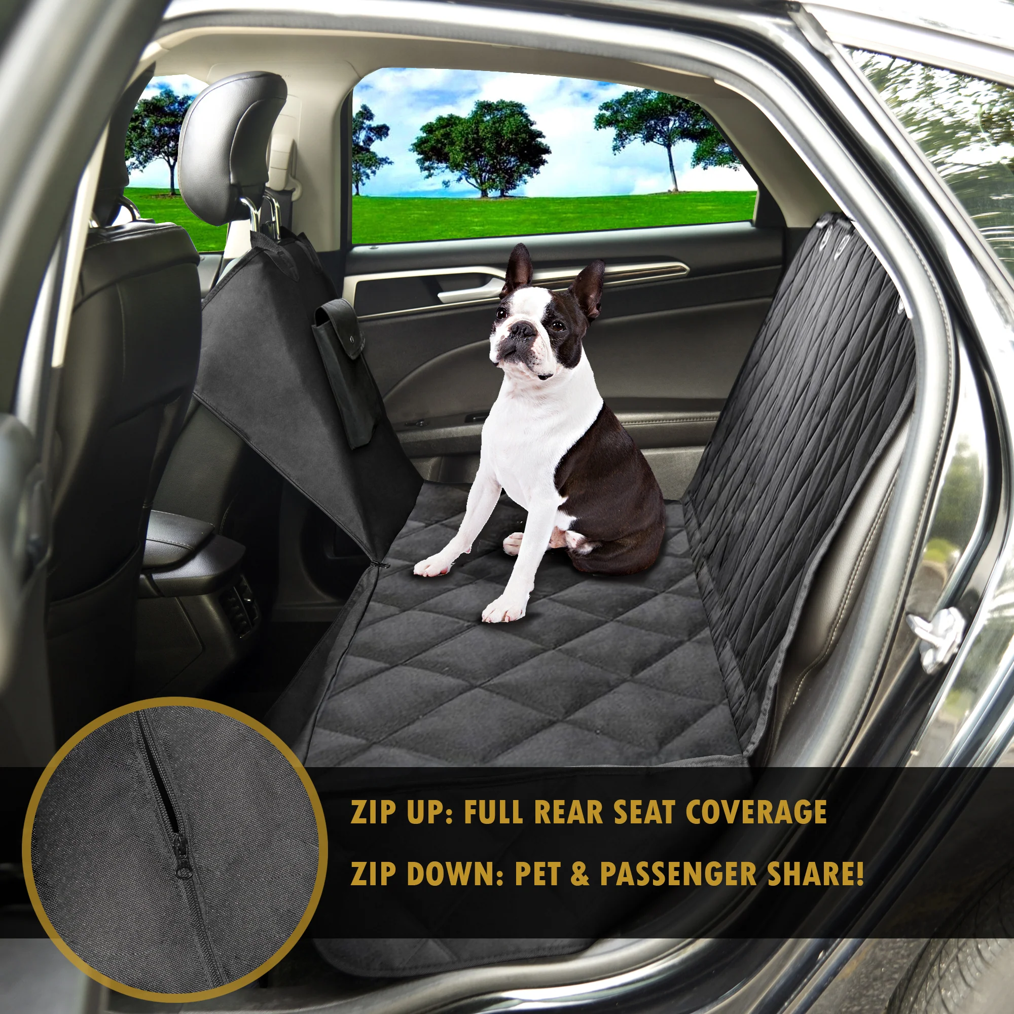 ProtectPro™ Dog Car Seat Cover - Heavy Duty, Waterproof, and Scratch Proof Back Seat Protector - Travel Pet Hammock for Car, Truck, and SUV - Universal Fit - Image 3