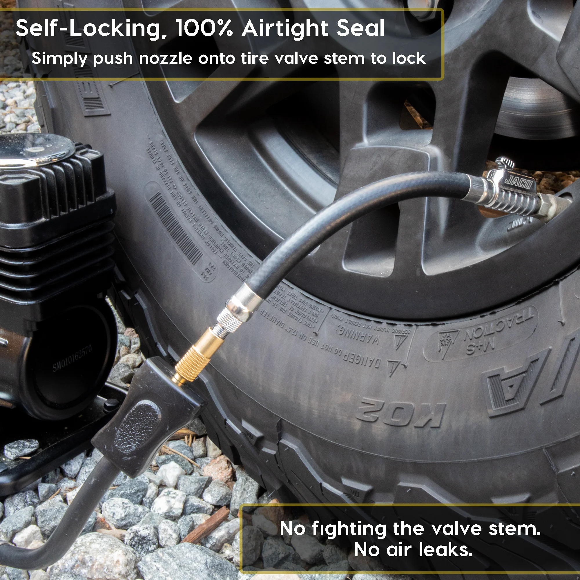 Lightning™ S2X Quick-Connect Locking Tire Inflator Air Chuck Extension | Patented Lock-on Compressor Hose Attachment (Open Flow) - Image 4
