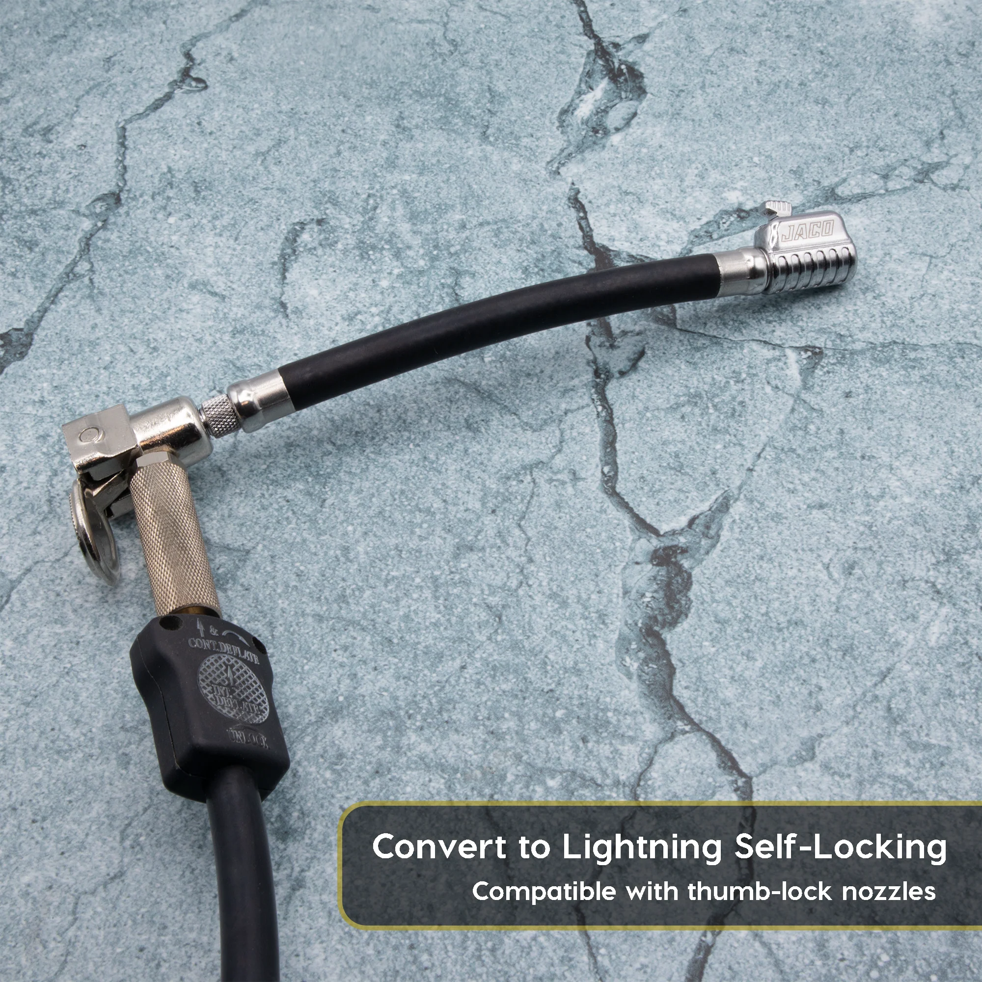 Lightning™ S2X Quick-Connect Locking Tire Inflator Air Chuck Extension | Patented Lock-on Compressor Hose Attachment (Open Flow) - Image 9